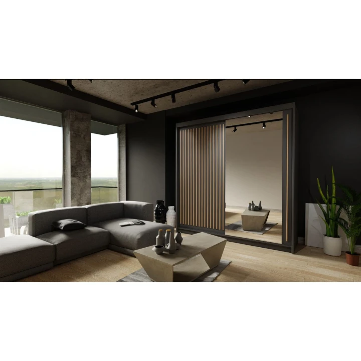 Szafa przesuwna z lustrem oraz lamelami Royal 200