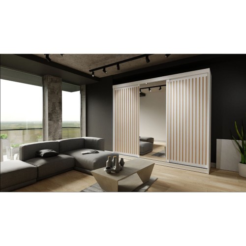 Szafa przesuwna z lustrem oraz lamelami Royal 250