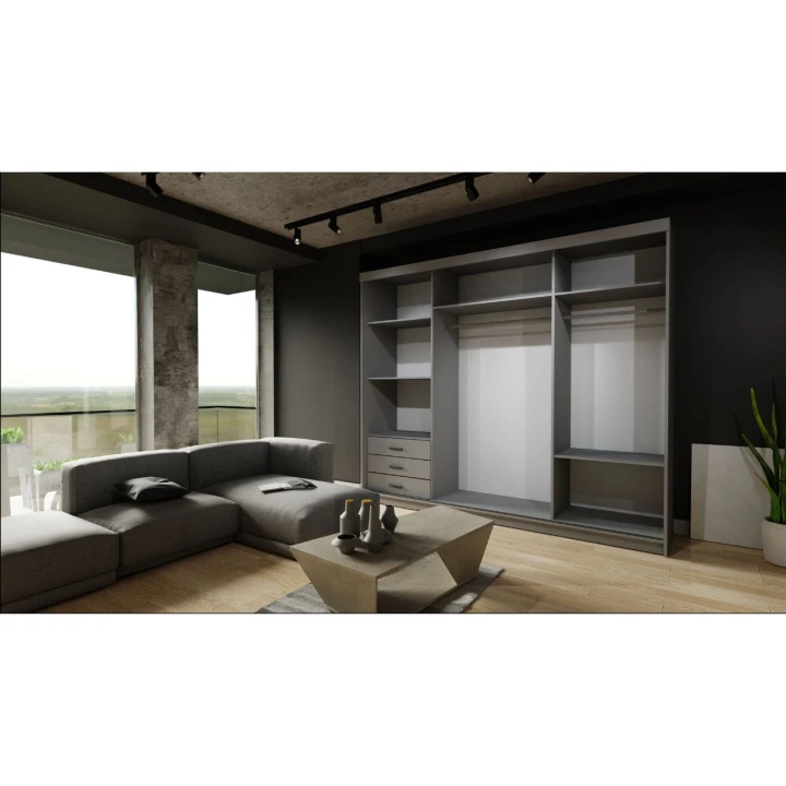 Szafa przesuwna z lustrem oraz lamelami Royal 250