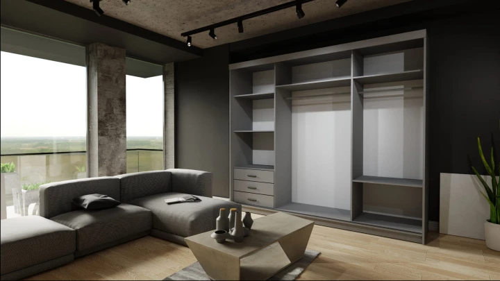 Szafa przesuwna z lustrem oraz lamelami Royal 250