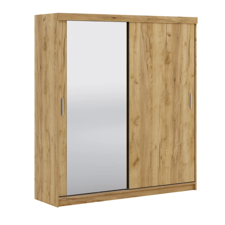 SZAFA PRZESUWNA Z LUSTREM ORAZ UNIWERSALNYM WNĘTRZEM LEXY 200 CM