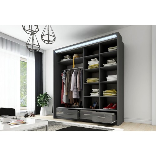 Szafa Sycylia przesuwna z lustrem 200 cm LED