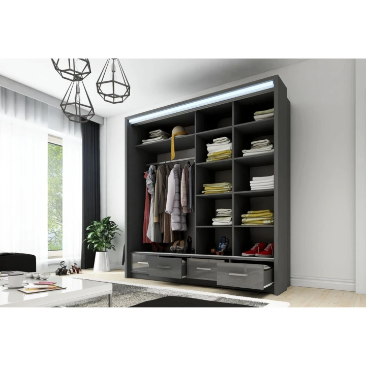 Szafa Sycylia przesuwna z lustrem 200 cm LED