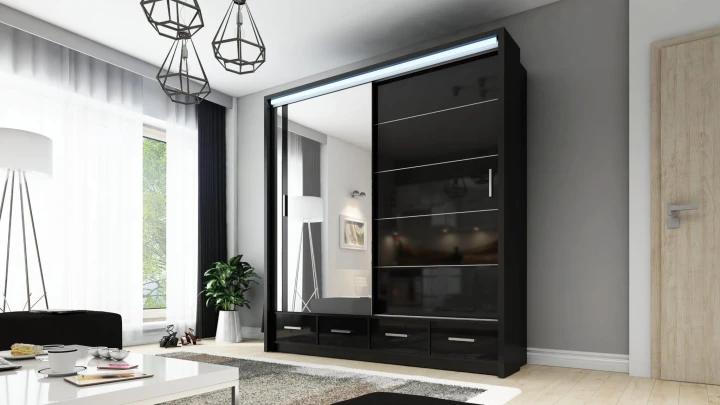 Szafa Sycylia przesuwna z lustrem 200 cm LED