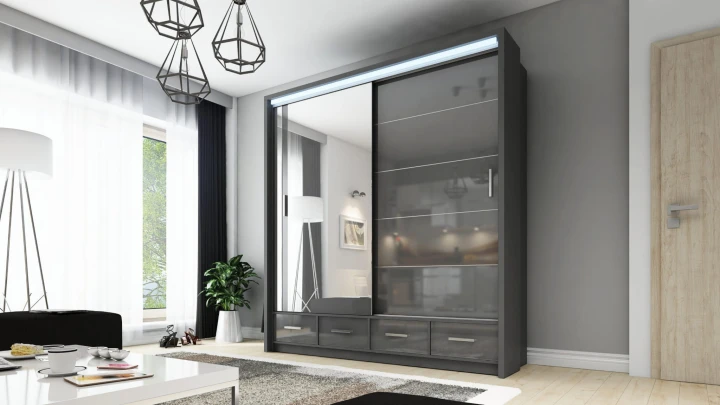 Szafa Sycylia przesuwna z lustrem 200 cm LED