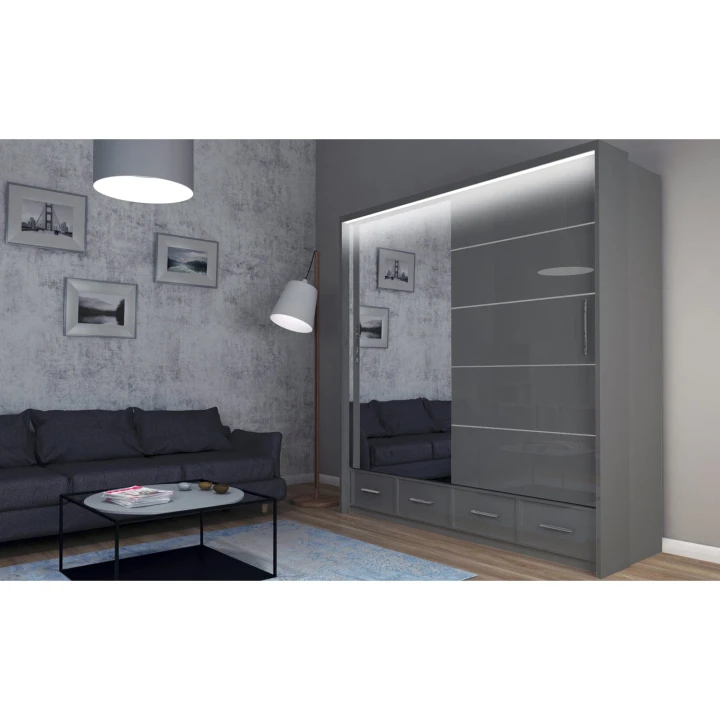 Szafa Sycylia przesuwna z lustrem 200 cm LED