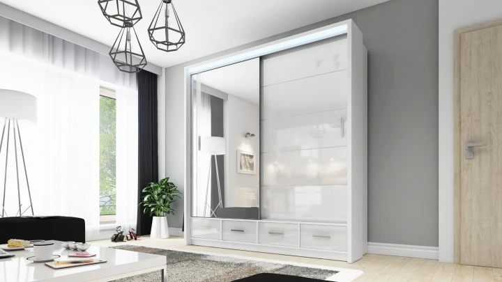 Szafa Sycylia przesuwna z lustrem 200 cm LED