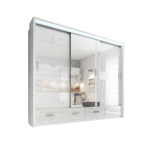 Szafa przesuwna z lustrem szuflady Sycylia 250 LED