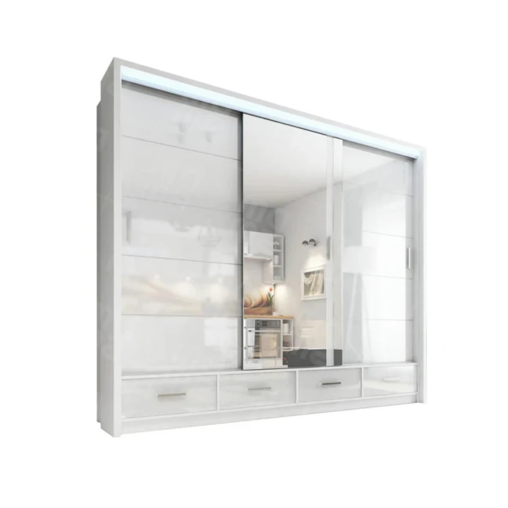 Szafa przesuwna z lustrem szuflady Sycylia 250 LED