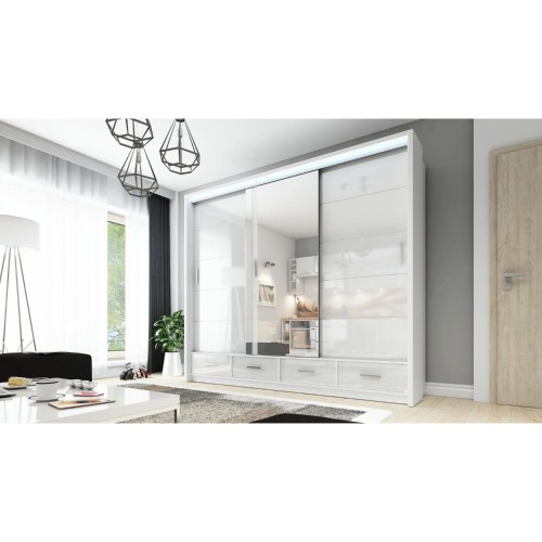 Szafa przesuwna z lustrem szuflady Sycylia 250 LED