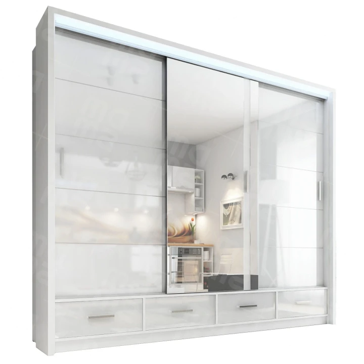 Szafa przesuwna z lustrem szuflady Sycylia 250 LED