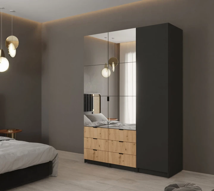 SZAFA TRZYDRZWIOWA LOFT LUSTRO AMSTERDAM SZUFLADY