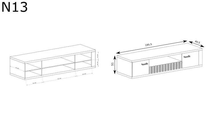 SZAFKA KOMODA STOLIK RTV BOHO 195 CM LED