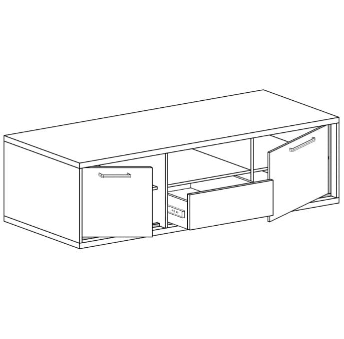 SZAFKA KOMODA STOLIK RTV POD TV HIKORA ITALIA NOGI DEKOR LED