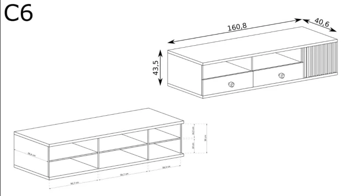 SZAFKA RTV ARTISAN LAMELE NOGI LOFT