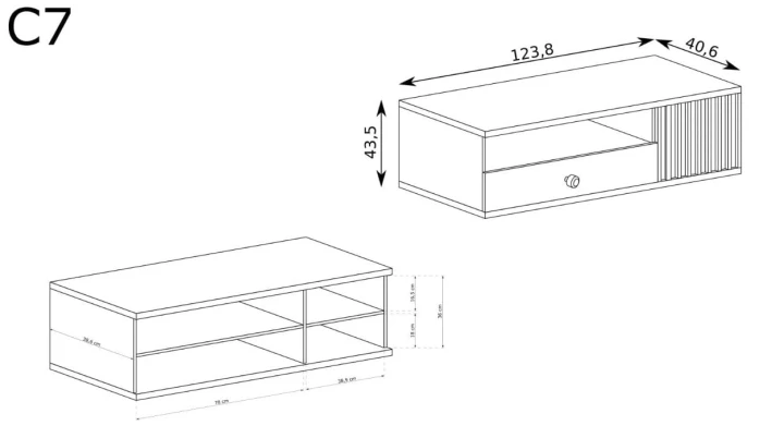 SZAFKA RTV STOLIK ARTISAN LAMELE NOGI LOFT