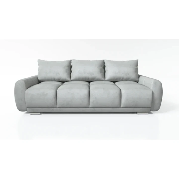 SZARA KANAPA ROZKŁADANA SOFA  3 FUNKCJA SPANIA SPRĘŻYNY WELUR POJEMNIK