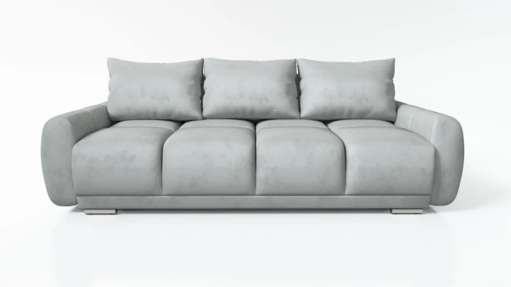 SZARA KANAPA ROZKŁADANA SOFA  3 FUNKCJA SPANIA SPRĘŻYNY WELUR POJEMNIK