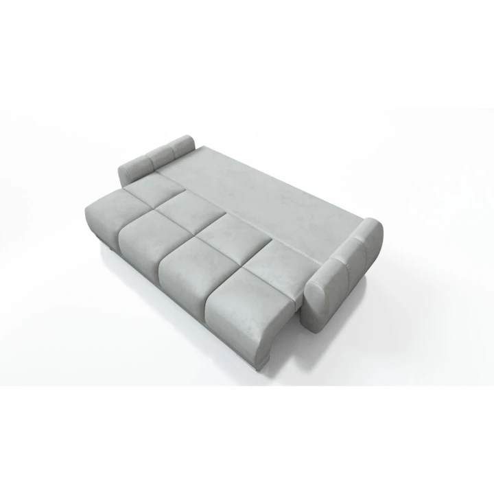 SZARA KANAPA ROZKŁADANA SOFA  3 FUNKCJA SPANIA SPRĘŻYNY WELUR POJEMNIK