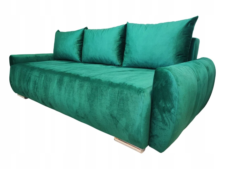 KANAPA ROZKŁADANA Z FUNKCJĄ SPANIA SOFA 3 KODA POJEMNIK SPRĘŻYNY WELUR TKANINA PLAMOODPORNA