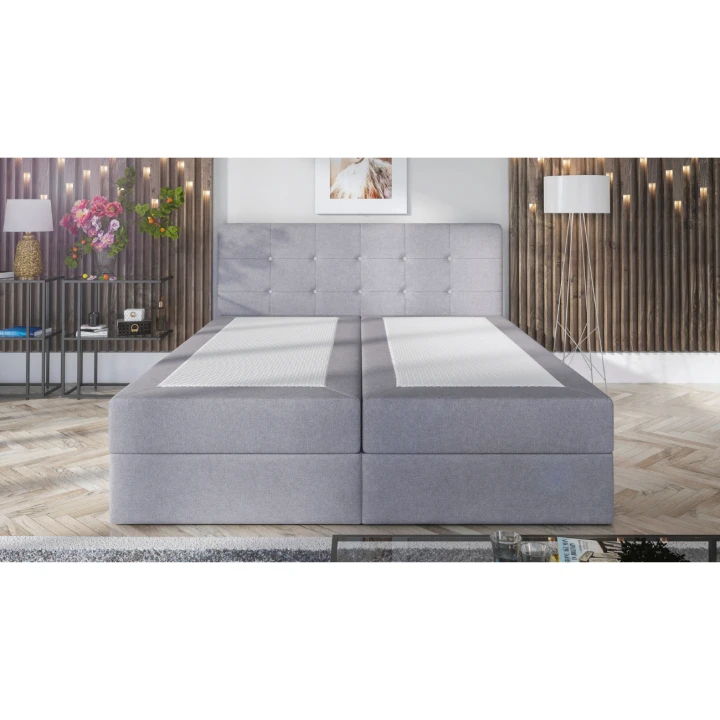 SZARE ŁÓŻKO KOTYNENTALNE TOLEDO BONELL 2x POJEMNIK KRYSZTAŁKI 140x200