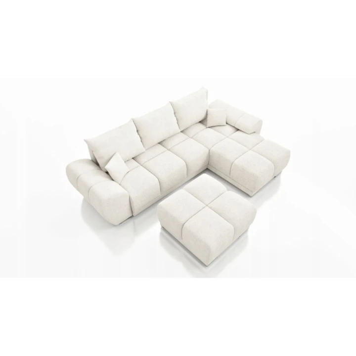 BRĄZOWY NAROŻNIK ROZKŁADANY Z FUNKCJĄ SPANIA HONEY L + DUŻA PUFA HONEY DO SALONU PROMOCJA ZESTAW