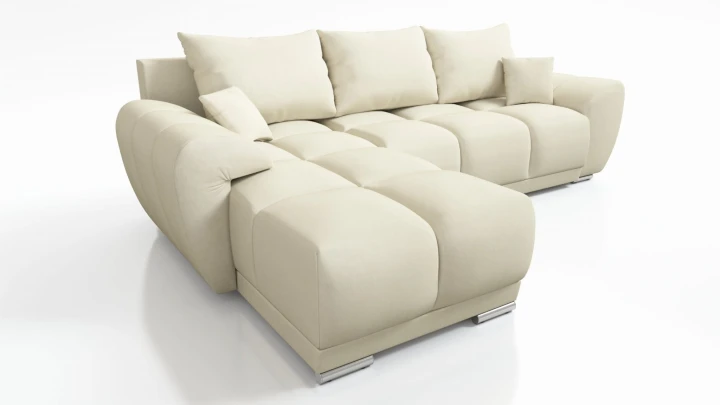 BRĄZOWY NAROŻNIK ROZKŁADANY Z FUNKCJĄ SPANIA HONEY L + DUŻA PUFA HONEY DO SALONU PROMOCJA ZESTAW