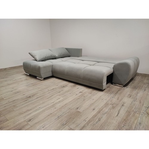 SZARY NAROŻNIK ROZKŁADANY Z FUNKCJĄ SPANIA HONEY SILVER MATT VELVET