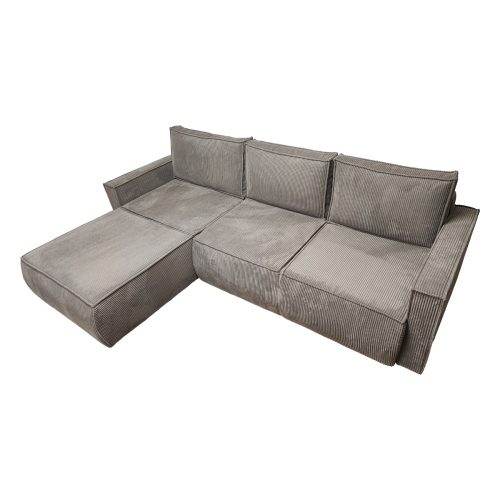 SZARY NAROŻNIK  ROGÓWKA DO SALONU ROZKŁADANY Z FUNKCJĄ SPANIA SZTRUKS LINE