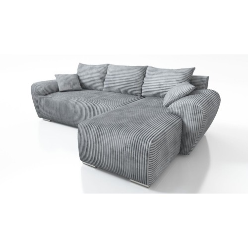 SZARY NAROŻNIK ROZKŁADANY Z FUNKCJĄ SPANIA UBO ROGÓWKA TOP SZTRUKS 276 CM