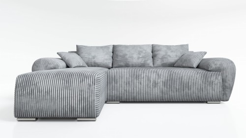 SZARY NAROŻNIK ROZKŁADANY Z FUNKCJĄ SPANIA UBO ROGÓWKA TOP SZTRUKS 276 CM