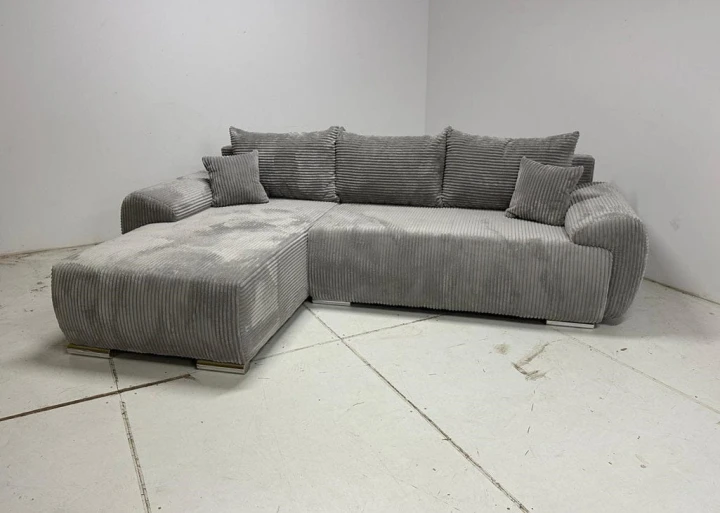 BRĄZOWY NAROŻNIK W SZTRUKSIE  ROZKŁADANY Z FUNKCJĄ SPANIA UBO ROGÓWKA TOP SZTRUKS 276 CM