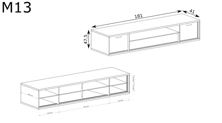 SZEROKA SZAFKA STOLIK RTV POD TV HIKORA ITALIA NOGI DEKOR LED