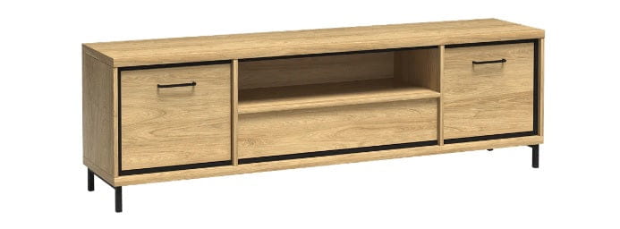 SZEROKA SZAFKA STOLIK RTV POD TV HIKORA ITALIA NOGI DEKOR LED