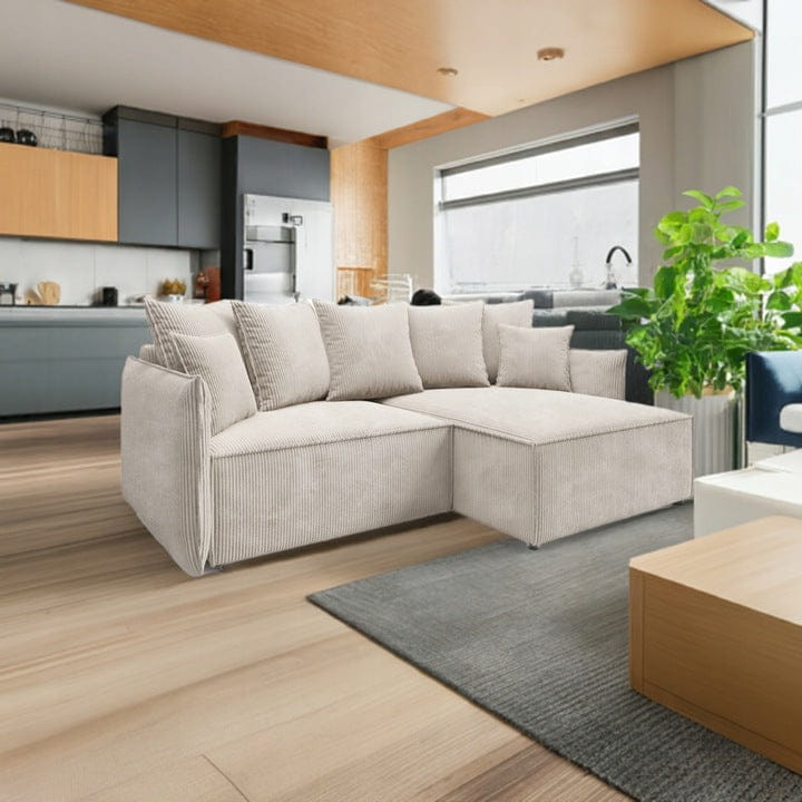 SZTRUKSOWY NAROŻNIK ROZKŁADANY Z FUNKCJĄ SPANIA ROSSO SPRĘŻYNY FALISTE  CZARNY -20% DARMOWA DOSTAWA