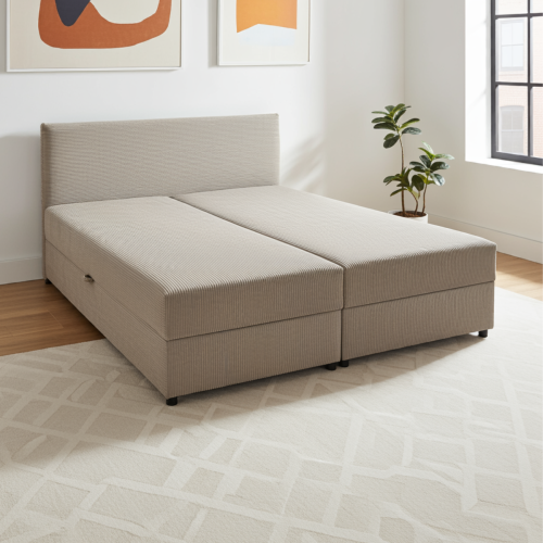 Tapicerowane podwójne łóżko Cordia Sztruks 140x200 z pojemnikiem + materac