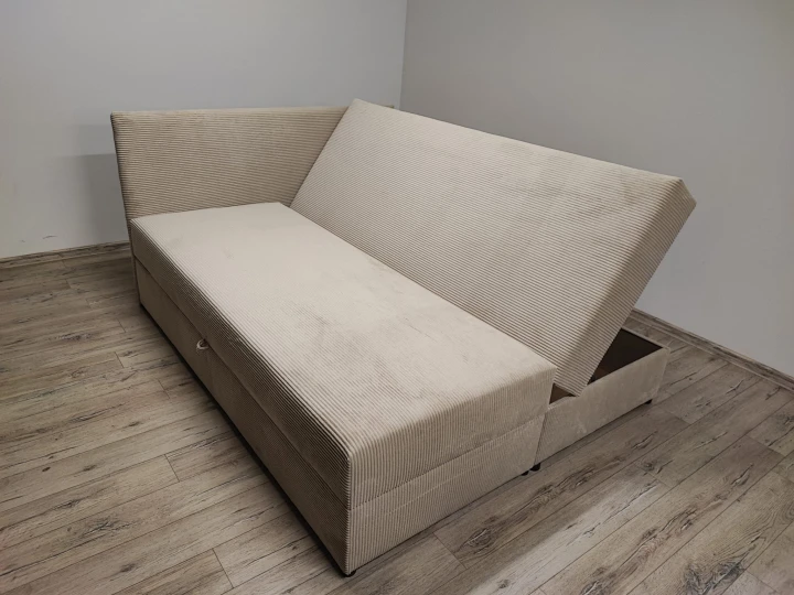 Tapicerowane podwójne łóżko Cordia Sztruks 180x200 z pojemnikiem + materac