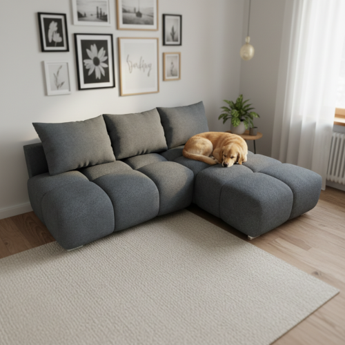 TAPICEROWANY  NAROŻNIK PIKOWANY  ROZKŁADANY Z FUNKCJĄ SPANIA FLASH 260 CM