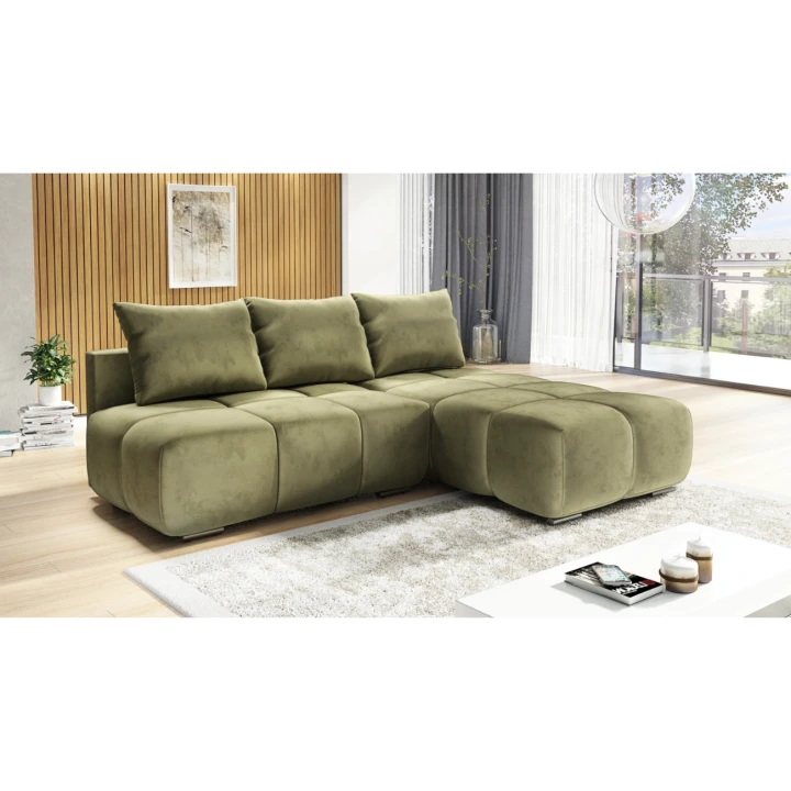 TAPICEROWANY  NAROŻNIK Z PIKAMI  ROZKŁADANY Z FUNKCJĄ SPANIA FLASH PRAWY 260 CM (Kopia)