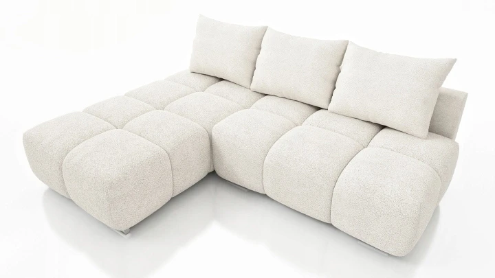 TAPICEROWANY  NAROŻNIK PIKOWANY  ROZKŁADANY Z FUNKCJĄ SPANIA FLASH PRAWY 260 CM