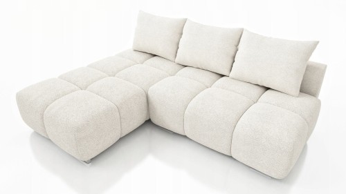 TAPICEROWANY  NAROŻNIK Z PIKAMI  ROZKŁADANY Z FUNKCJĄ SPANIA FLASH PRAWY 260 CM