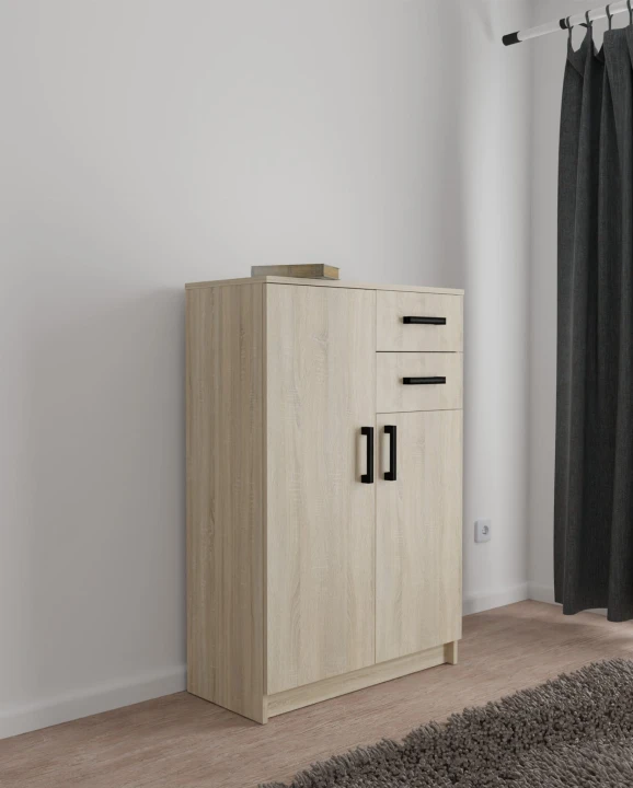 WĄSKA SZAFKA KOMODA DO SALONU Z SZUFLADAMI ALEX 75 CM