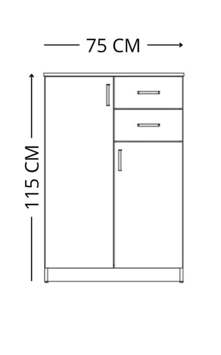 WĄSKA SZAFKA KOMODA DO SALONU Z SZUFLADAMI ALEX 75 CM