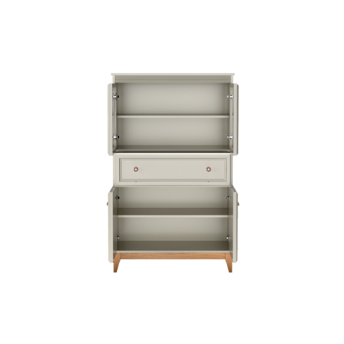 Witryna do salonu z przeszklonym frontem Buckingham Kaszmir nóżki dębowe