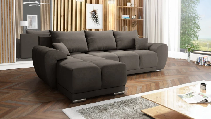 WYGODNY DUŻY NAROŻNIK ROZKŁADANY ROGÓWKA Z FUNKCJĄ SPANIA HONEY L