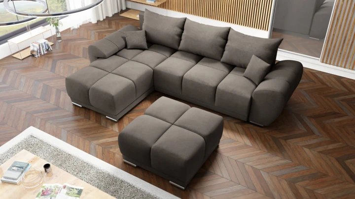 WYGODNY DUŻY NAROŻNIK ROZKŁADANY ROGÓWKA Z FUNKCJĄ SPANIA HONEY L