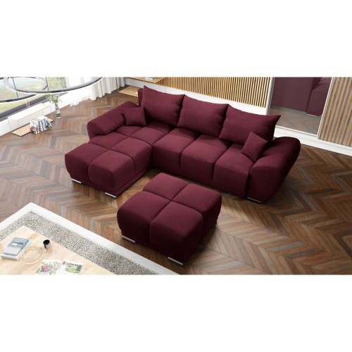 WYGODNY NAROŻNIK KANAPA ROZKŁADANA Z FUNKCJĄ SPANIA HONEY L + DUŻA PUFA