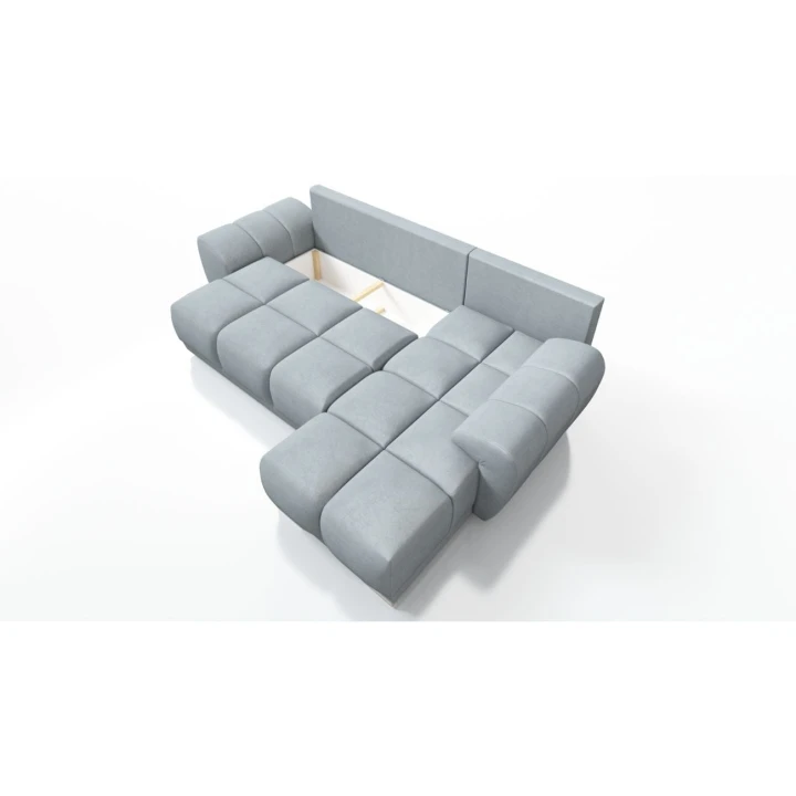 WYGODNY NAROŻNIK KANAPA ROZKŁADANA Z FUNKCJĄ SPANIA HONEY L + DUŻA PUFA