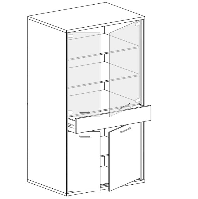WYSOKA WITRYNA PRZESZKLONA ITALIA HIKORA NOGI LED