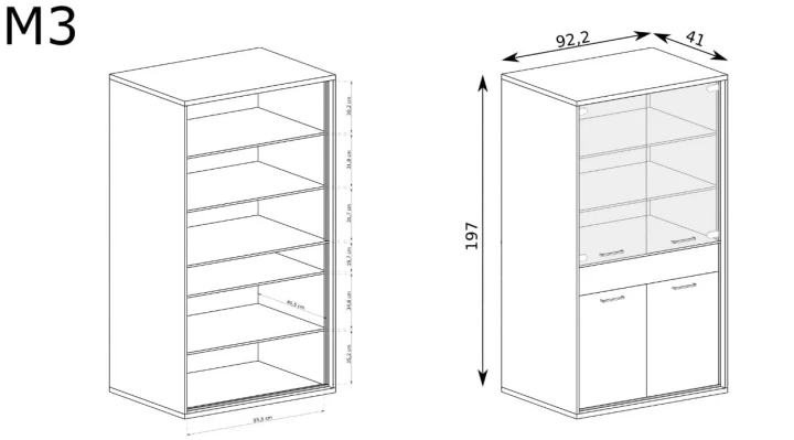 WYSOKA WITRYNA PRZESZKLONA ITALIA HIKORA NOGI LED